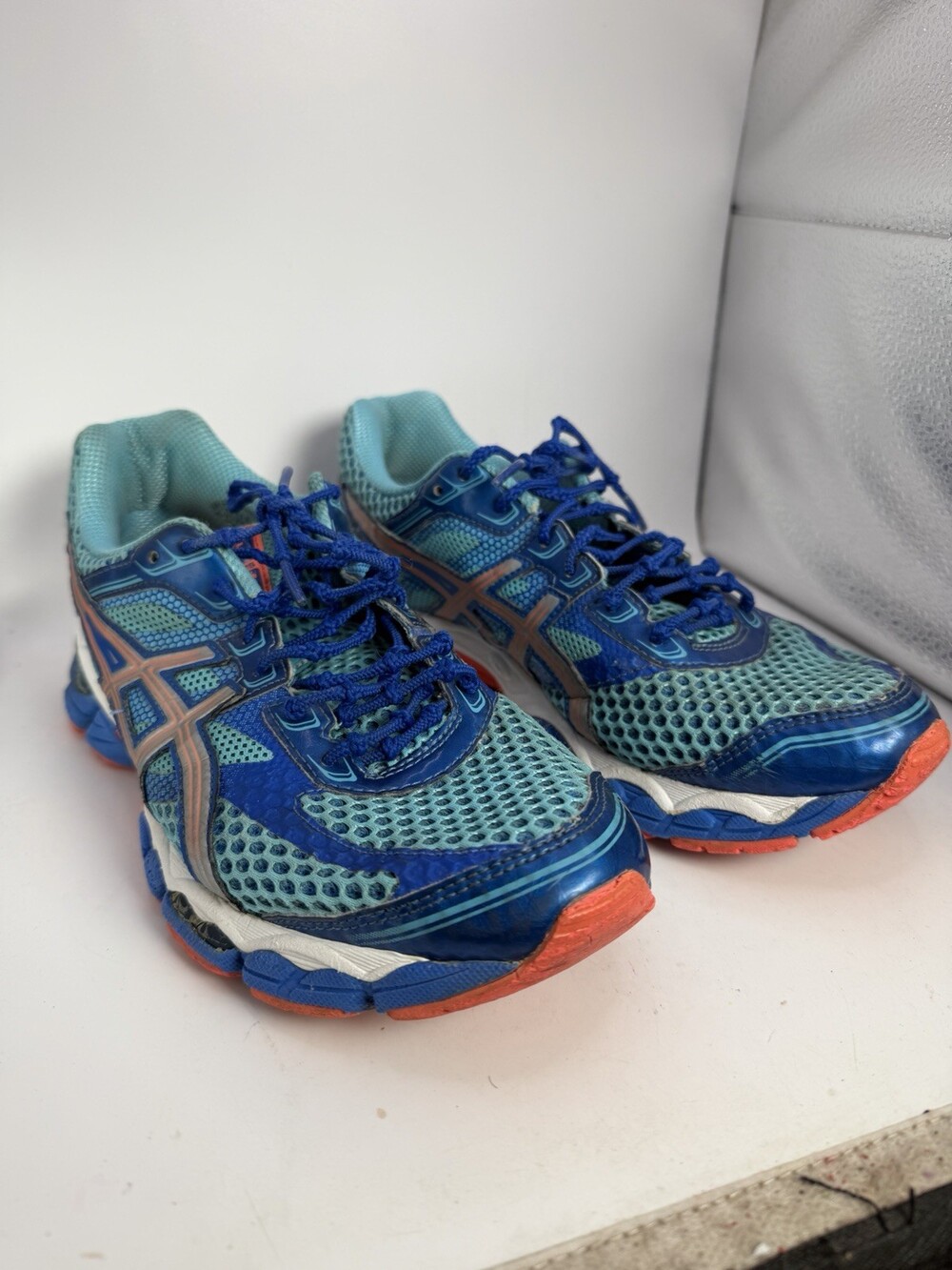 ASICS GEL-Cumulus 15 Women’s Blue/Light Blue/Orange Low Top Lace-Up Logo T3C5N